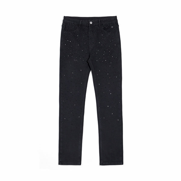 Jeans Casual Holgados con Tachuelas y Lavado Diamante