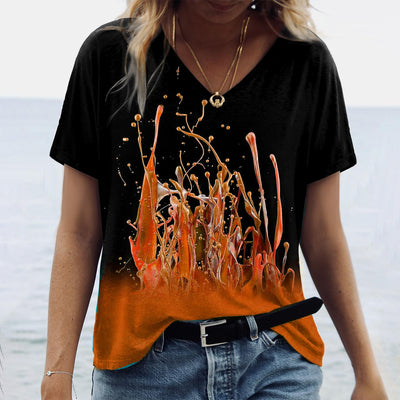 Blusa Cuello V con Estampado Abstracto para Mujer - Image 14
