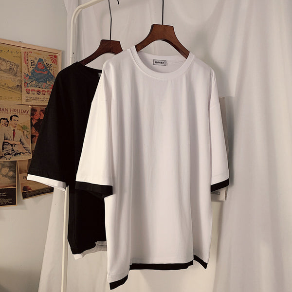 Blusa Suelta Versátil de Cuello Redondo y Manga Corta