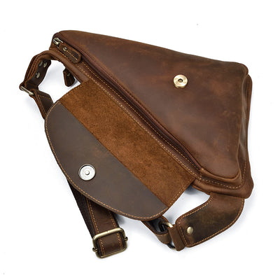 Bolsa Pecho Cuero Crazy Horse Retro Messenger para Hombre - Image 11