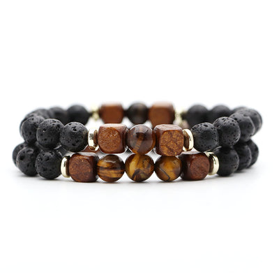 Pulsera de Piedra Volcánica Lava y Ojo de Tigre - Image 31