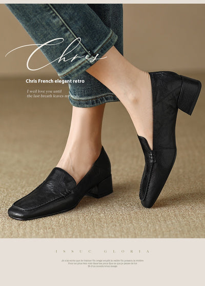 Mocasines Mujer Tacón Robusto Punta Cuadrada Elegantes - Image 8