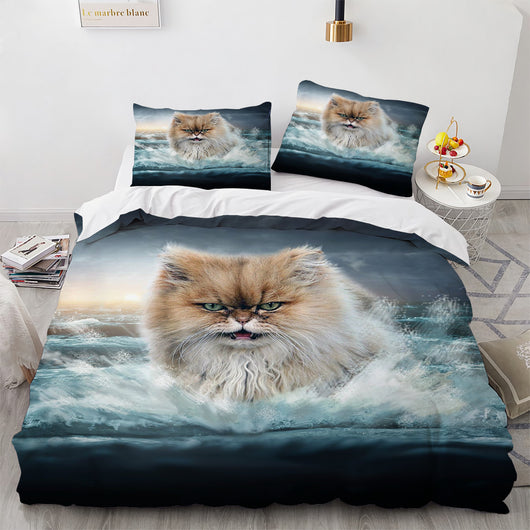 Juego de Cama Blanco con Diseño de Gato Adorable para Dormitorio de Chicas - Image 25