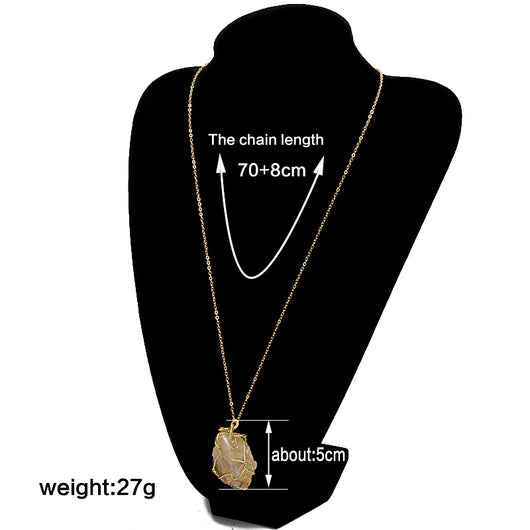 Collar Tejido a Mano con Colgante de Piedra de Cristal Geométrico Irregular - Image 8