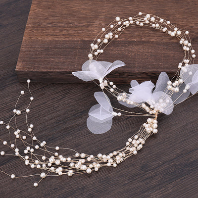 Diadema de Perlas Hecha a Mano para Novia Estilo Hada Mágica - Image 3