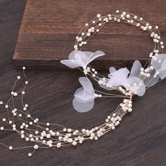 Diadema de Perlas Hecha a Mano para Novia Estilo Hada Mágica - Image 3