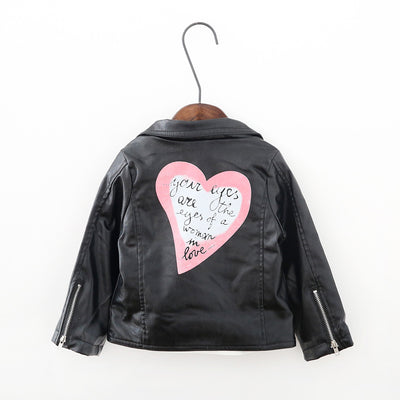 Chaqueta Corta de Cuero PU con Estampado Love para Niñas - Image 4