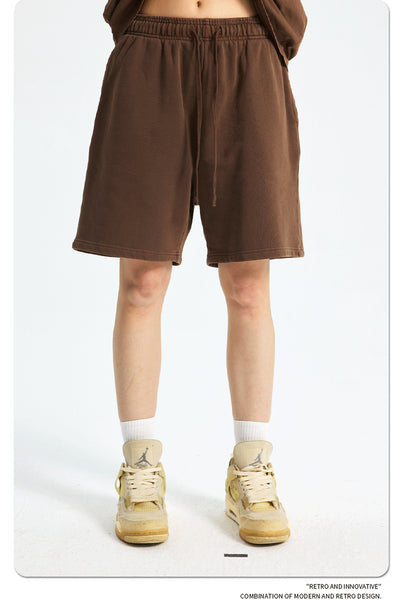 Shorts Deportivos de Algodón Puro Teñidos con Patrón Vintage Lavado - Image 42