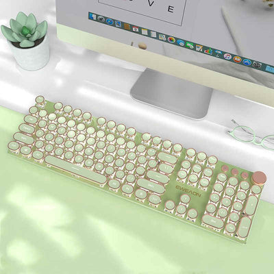 Teclado Mecánico Steampunk V20 con Cable - Diseño Industrial Retro