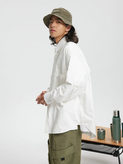 Chaqueta Camisa Lavada de Manga Larga Minimalista para Hombre y Mujer - Image 10
