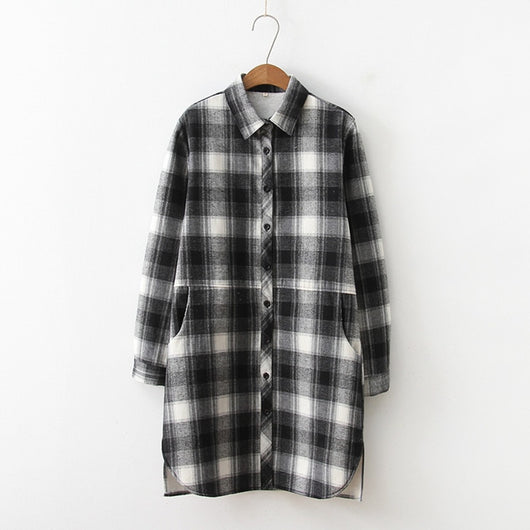 Camisa a Cuadros de Largo Medio para Mujer - Image 3