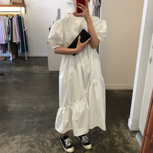 Vestido con Mangas Voluminosas Fruncidas - Image 3