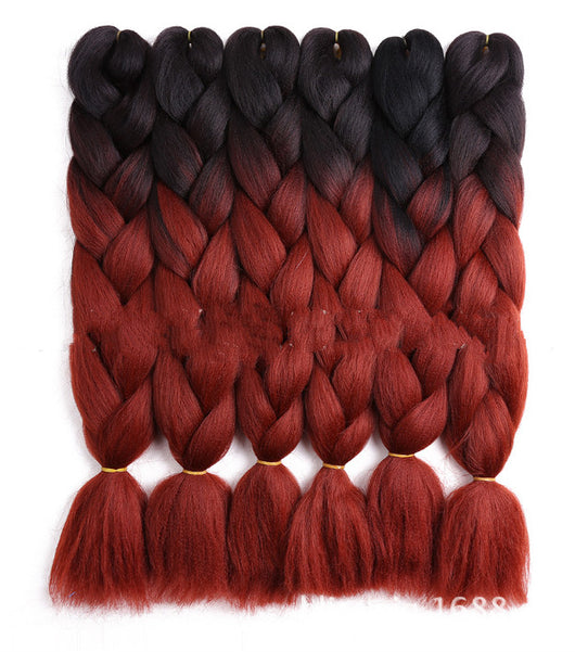 Peluca Trenzas Jumbo Degradado Negro - Fibra de Seda Resistente al Calor - Image 10