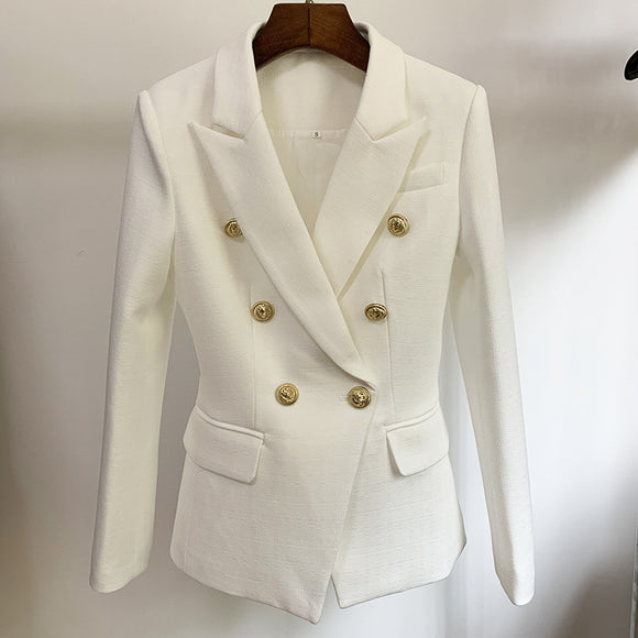 Traje de lino doble botonadura con botones de león metálico