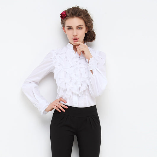 Blusa Ejecutiva con Cuello Volante y Mangas Largas - Image 5
