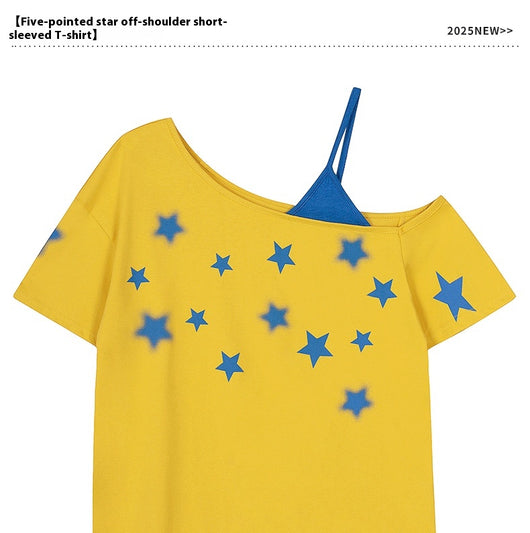 Playera Estrellas con Hombro Descubierto para Mujer - Image 9