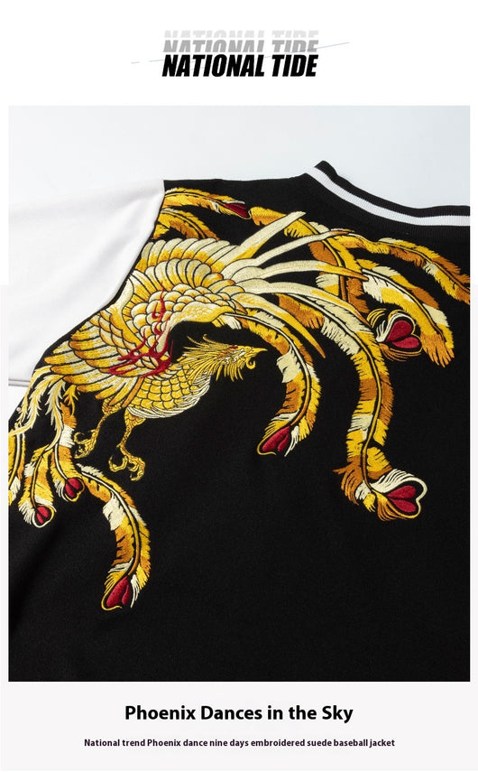 Chaqueta Vintage de Gamuza con Bordado Nacional Holgada para Hombre - Image 8