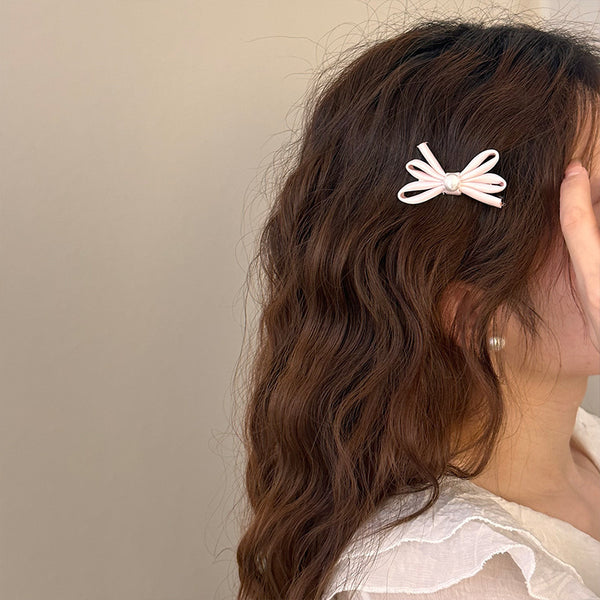 Clips de Cabello con Moño de Perla - Par de Horquillas Pato Laterales