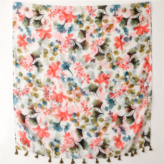 Pañuelo de Seda Estampado Flores Vintage para Mujer - Image 5
