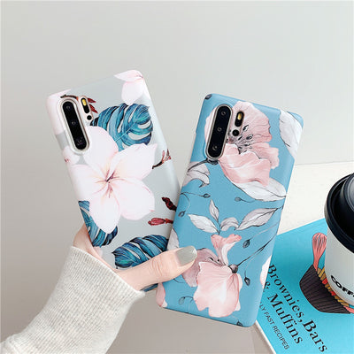 Funda para celular con hojas florales esmeriladas