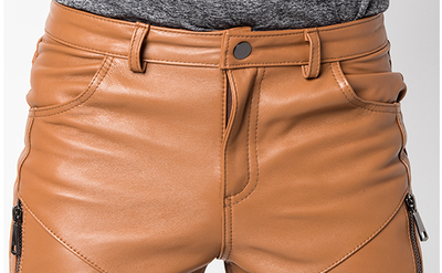 Pantalones de Cuero para Hombre Invierno Ajustado Estilo Coreano - Image 12