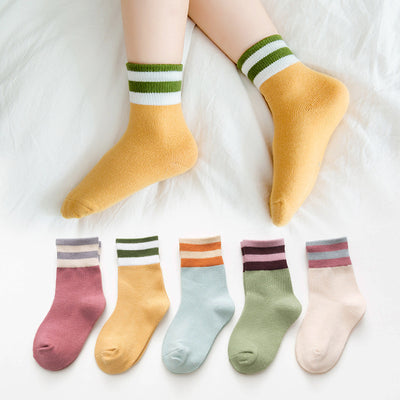 Calcetines de bebé de algodón con animales bordados y rayas coloridas - Image 3