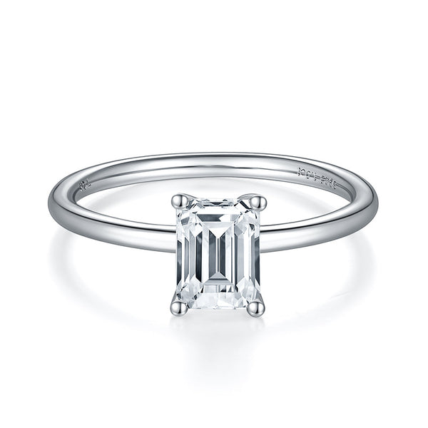 Anillo de Moissanita Rectangular Plata 925 con Baño de Platino para Mujer - Image 5