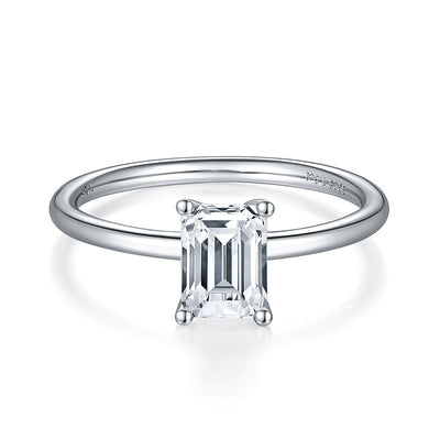 Anillo de Moissanita Rectangular Plata 925 con Baño de Platino para Mujer - Image 5