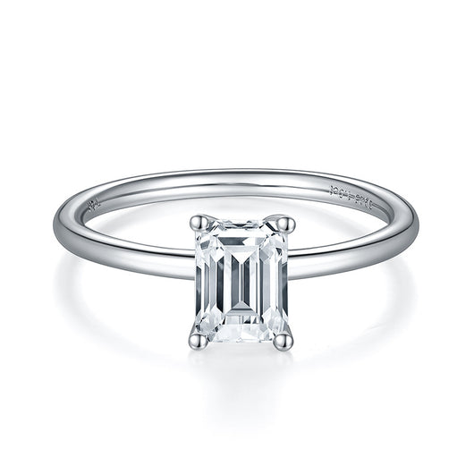 Anillo de Moissanita Rectangular Plata 925 con Baño de Platino para Mujer - Image 5