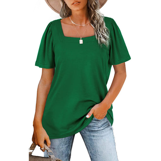 Camiseta de Cuello Cuadrado con Rayas Fruncidas para Mujer - Image 31