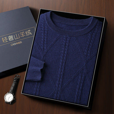 Suéter de Cashmira Trenzado con Cuello Redondo para Hombre - Colección Otoño Invierno - Image 3