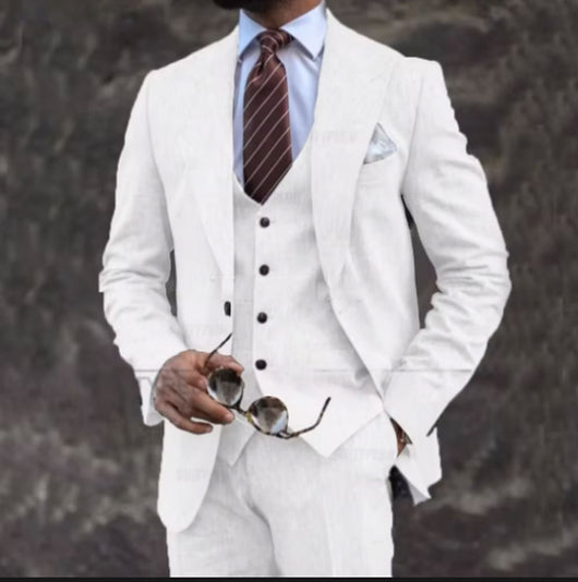 Traje Ejecutivo Tres Piezas Rosa Claro para Hombre - Estilo Europeo y Americano - Image 11