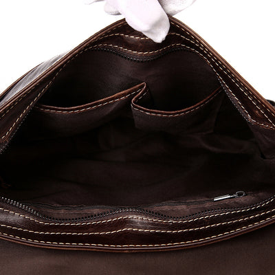 Bolsa Bandolera de Cuero Encerado para Hombre - Estilo Diagonal Primera Capa - Image 9