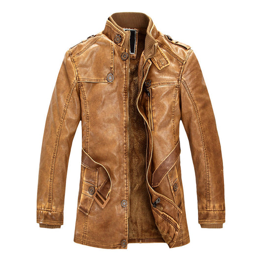 Abrigo Trench de Cuero para Hombre - Image 3