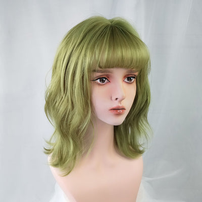 Peluca Corta Rizada Verde Menta - Image 5