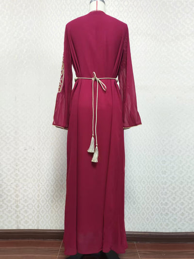 Vestido Árabe Dubái con Bordado y Apliques de Lujo - Image 8