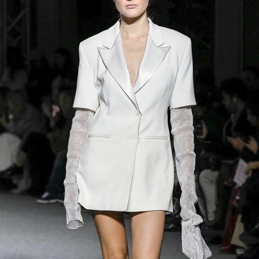 Blazer Ejecutivo Largo Brillante para Mujer