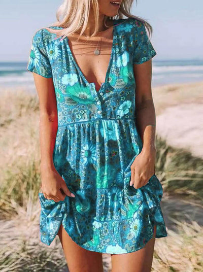 Vestido Estampado Escote V Manga Corta para Mujer - Image 4