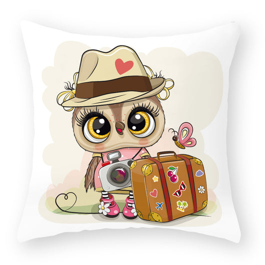 Funda de Almohada Suave con Diseño de Búho Melocotón - Image 4