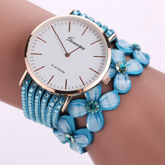 Reloj Elegante Geneva Flores para Mujer - Pulsera Cuarzo Diamantes Cristal - Image 7