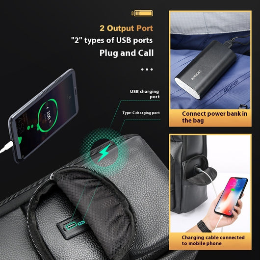 Mochila Ejecutiva de Cuero para Hombre con Gran Capacidad - Image 4