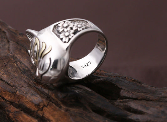 Anillo de Plata Esterlina 925 Máscara Prajna Tailandesa para Hombre