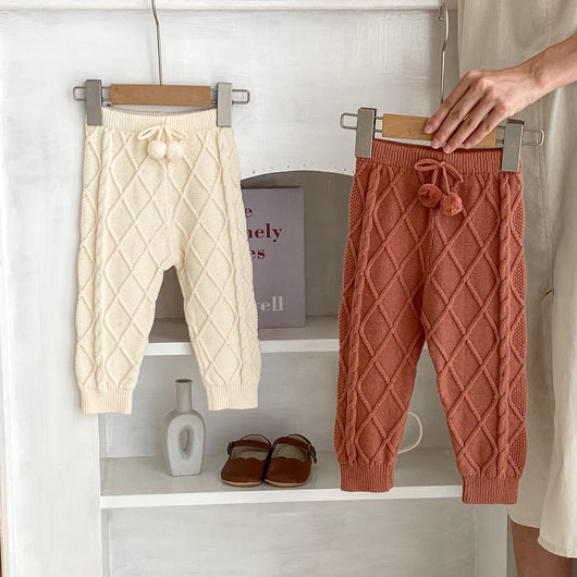 Pantalones Largos Tejidos con Patrón Rombo para Bebés Niños y Niñas - Image 26