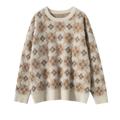 Suéter Crop Tejido Jacquard Doble Capa con Bordado en Lana para Mujer - Image 5