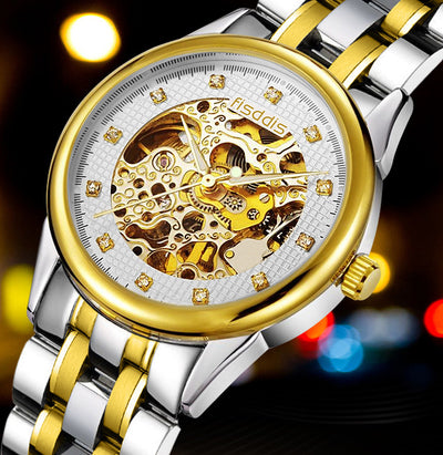 Reloj Mecánico Automático Luminoso de Acero Inoxidable con Diseño Hueco