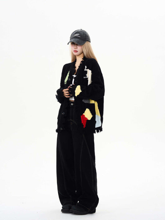 Cardigan de Contraste Dañado - Suéter Versátil Unisex - Image 13
