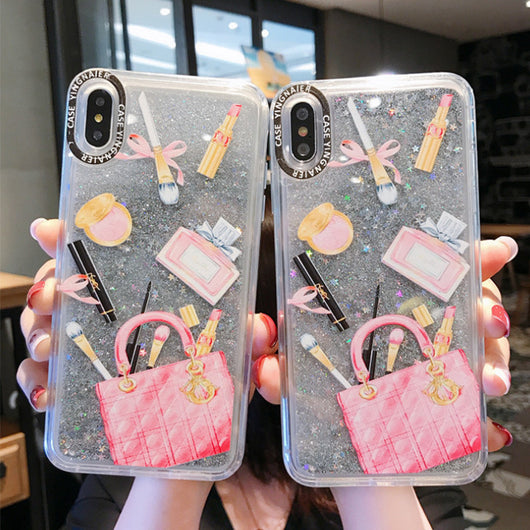 Funda iPhone Barbie Girl con Brillo Quicksand Compatible con Apple