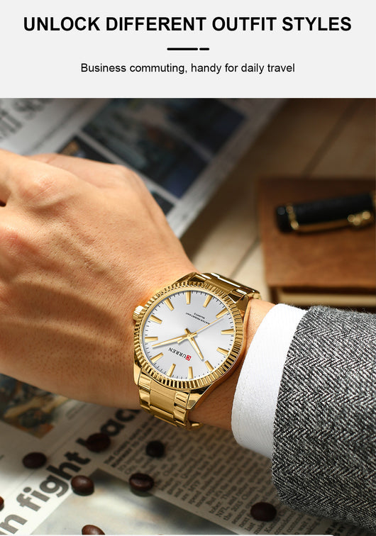 Reloj Empresarial Impermeable para Hombre con Correa de Pasador - Image 9