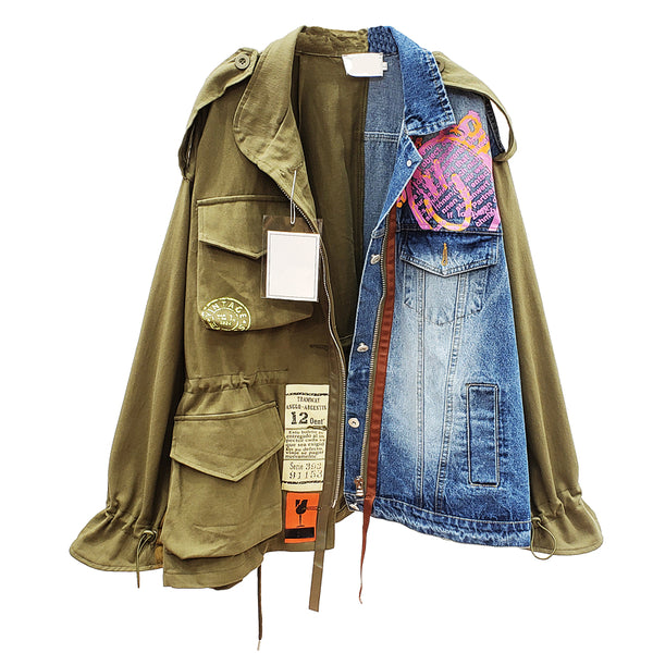 Chaqueta de Mezclilla con Costuras de Contraste