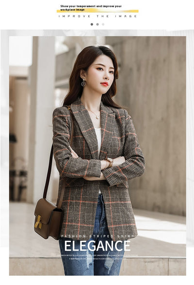 Blazer Cuadriculado Mujer con Cintura Ajustada - Image 9
